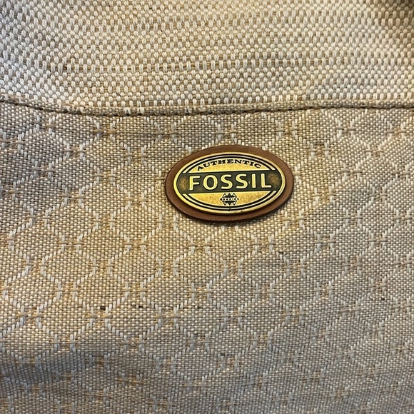 Fossil Explorer Bag Foldover Flap Canvas & Leather Zip Top Magnetic Closure - Picture 4 of 12